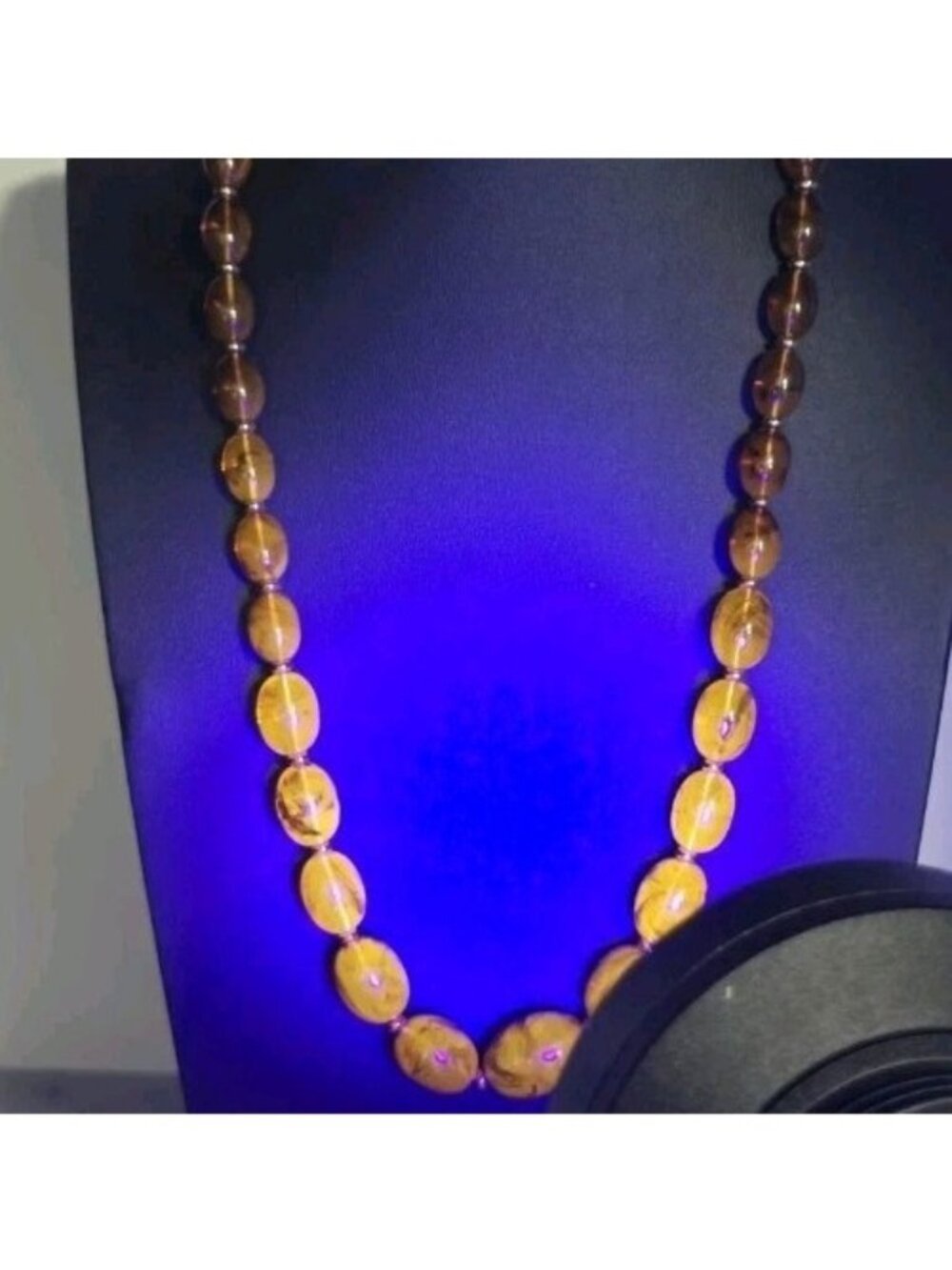 amber necklace vintage Graduated Twist Lock Closure 20" Glows Under UV